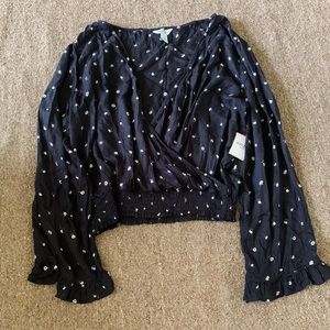 Black open crisscross blouse